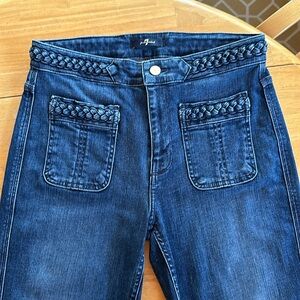 7 for all mankind, high rise, retro, 70s vibes, size 30, dark wash jean